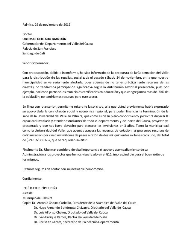 carta de solicitud a la gobernadora de cachapoal